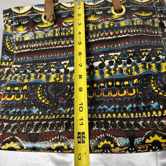 Stack Roots Multicolor Graphics Tote Bag With Brown Handles - Picture 9 of 12